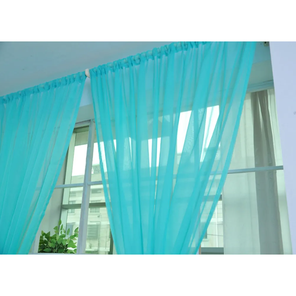 100x200cm Transparent Window Screen Voile Curtain Rod Pocket Sheer Tulle Curtains Bedroom Living Room Transparent Curtains