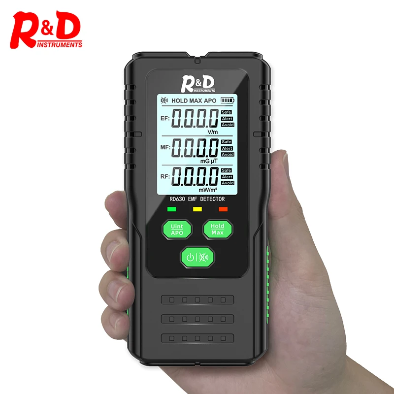 R&D RD630 Electromagnetic Radiation Tester Electromagnetic Field Radiation Detector Tester Emf Meter 3 in 1 Radiation  Meter