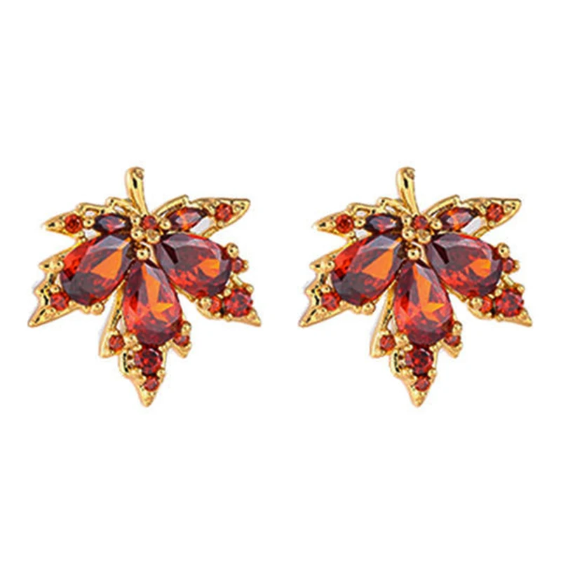 Fashion New Red Maple Leaf Earrings Light Luxury Temperament Simple Personality Women Party Earrings