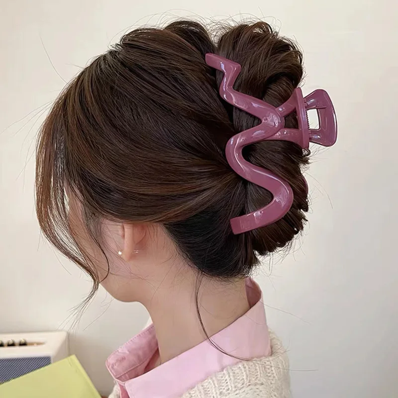 Pinzas para el pelo de onda grande para mujer, horquilla acrílica, pinza para el pelo, accesorios para el cabello, sombreros de moda para niñas, 4 colores, 12,5 cm