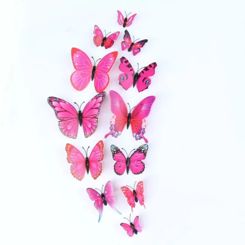 12 Single-layer Simulation Butterfly Creative Home Background Butterfly Stickers Children Room Wall Decoration 3d Wall Stickers