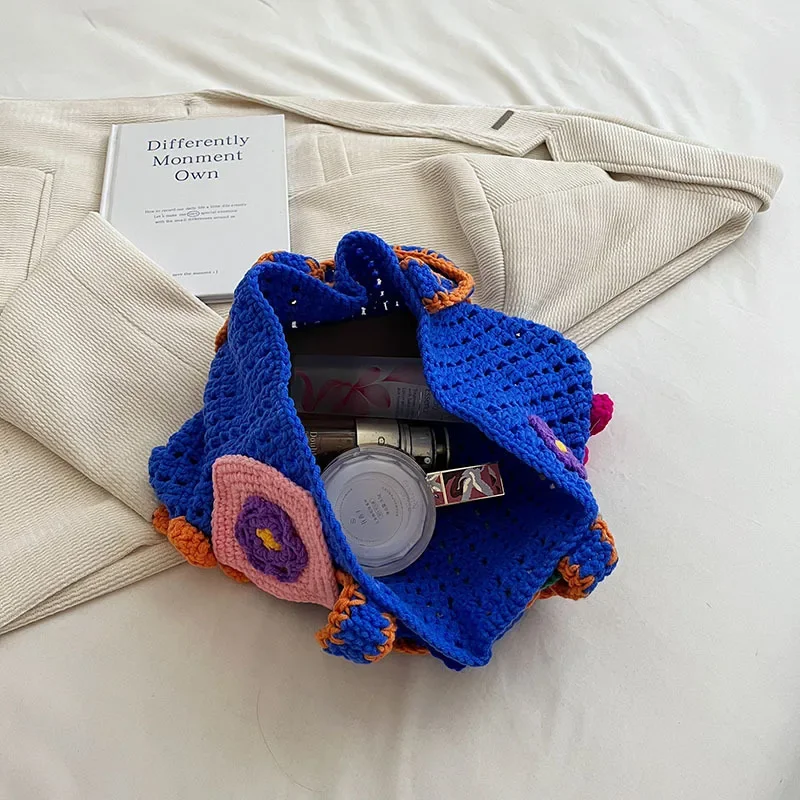 Handbag Knitted Hand-woven Personality Sweet Cute Style New Autumn Winter Flower Weave Fashion Bags for Women Upgrade Your Style
