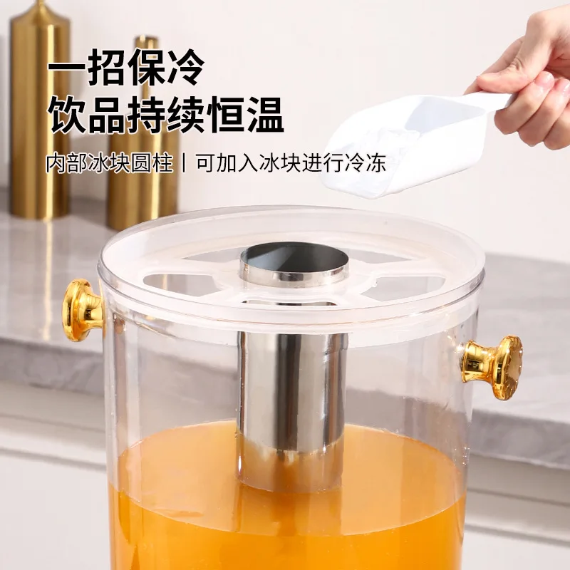 Gold-Plated Juice Fountain Ice Bucket Set with Dragon Head, PC Chiller for Hotel Buffets, Premium Beverage Storage