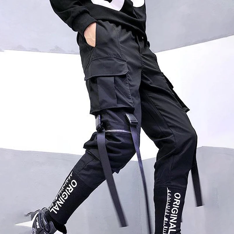 HKSH Spring Summer New Men's Tide Cargo Pants Embroidered Jogger Techwear Pockets Gothic Hip Hop Streetwear Dark Overalls HK0182