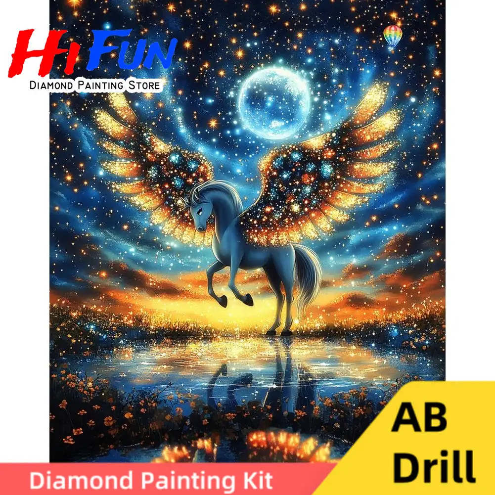 

Pegasus and The Starry Sky Scenery AB DIY Full Drills Diamond Painting Kits Cross Stitch Diy Handwork Mosaic Home Decor