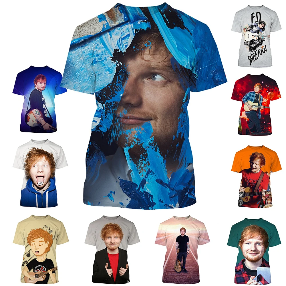 

Summer hot selling fashion singer 3D printed men's personalized music trend Harajuku street style T-shirt