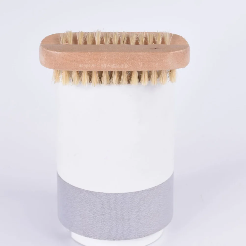 

4pcs Brush Set Double-Sided Pig Bristle Massage Brush For Manicure Pedicure Salon Use Wood Color Sturdy Dust Removal Hand Nail