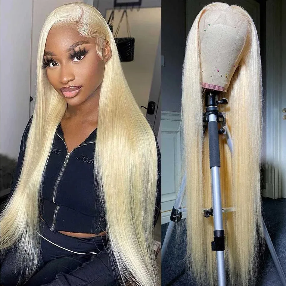 40 Inch 613 Blonde 13x4 Lace Front Human Hair Straight 13x6 Lace Frontal Wig Brazilian 250 density For Black Women