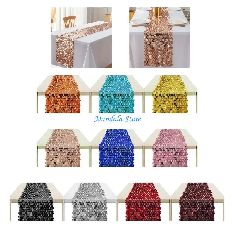 

U2JC Decorative Iridescents Tablecloth Sequins Table Runner for Wedding Party Setting