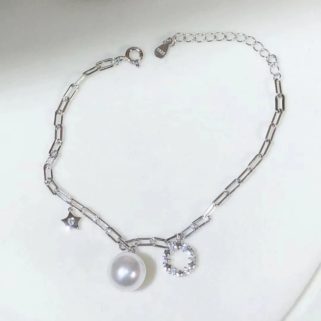 

925 Sterling Silver Bracelet Mount Settings Finding Mountings Base Part Bangle for 8-12mm Pearls Stones Bead