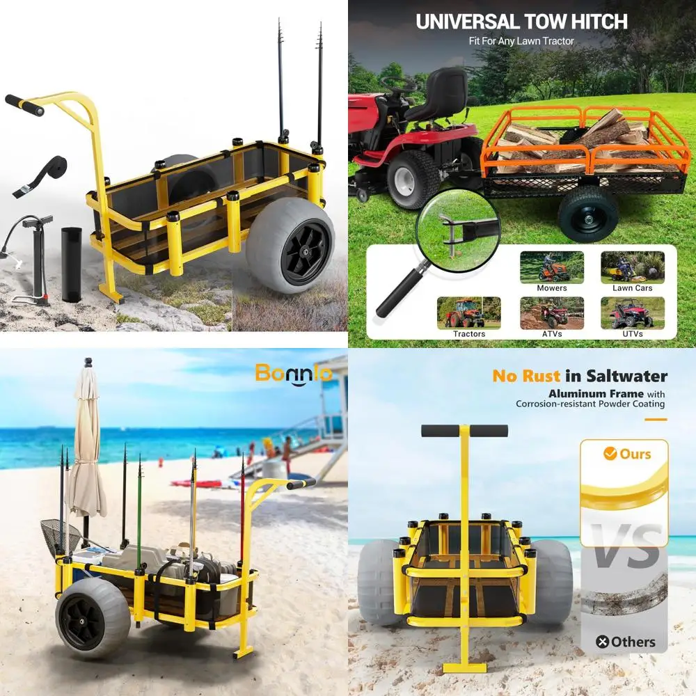 

Fishing Beach Wagon with Large Balloon Wheels for Sand, 400 lbs Capacity, 8 Fishing Seats, Heavy-Duty Cart for Beach Adventures