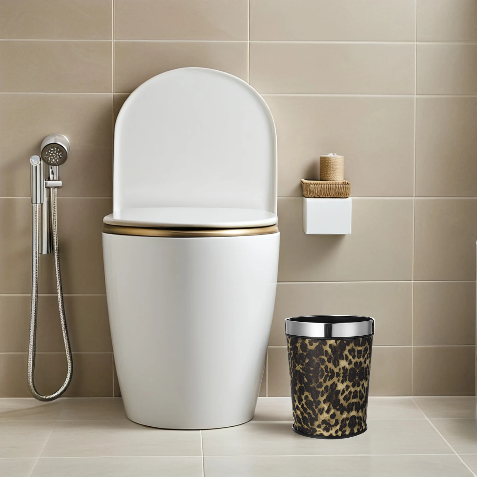 

Stainless Steel Trash Can Large Diameter Household Garbage Bin For Bathroom Office Modern Waste Container