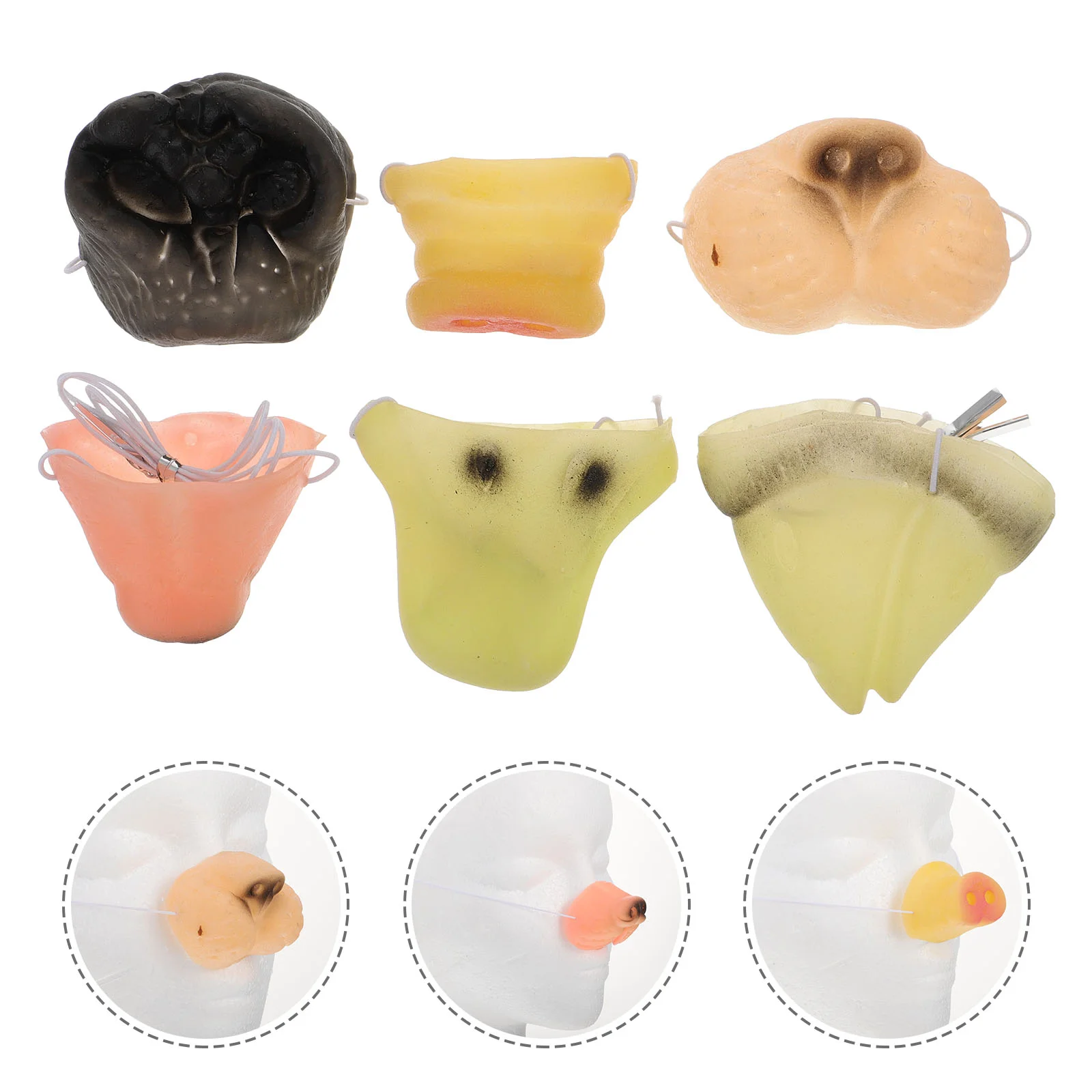 6 Pcs Animal Nose Masquerade Mask Funny for Cosplay Nasal Props Party Supplies Halloween Children Kids Vinyl Toys