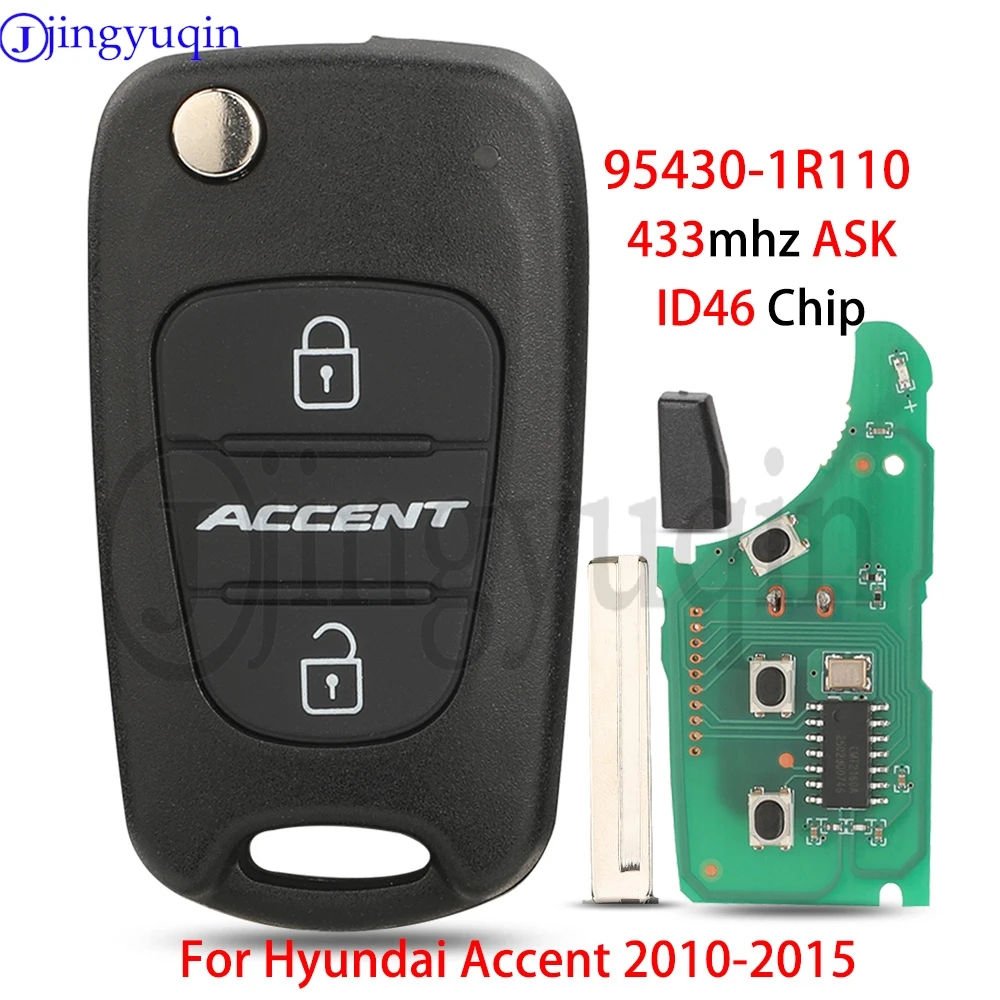 

Jingyuqin 95430-1R110 433 МГц ASK ID46 чип откидной автомобильный дистанционный ключ для Hyundai Accent 2010-2015 складной брелок RKE-4A01 управление 3 кнопки