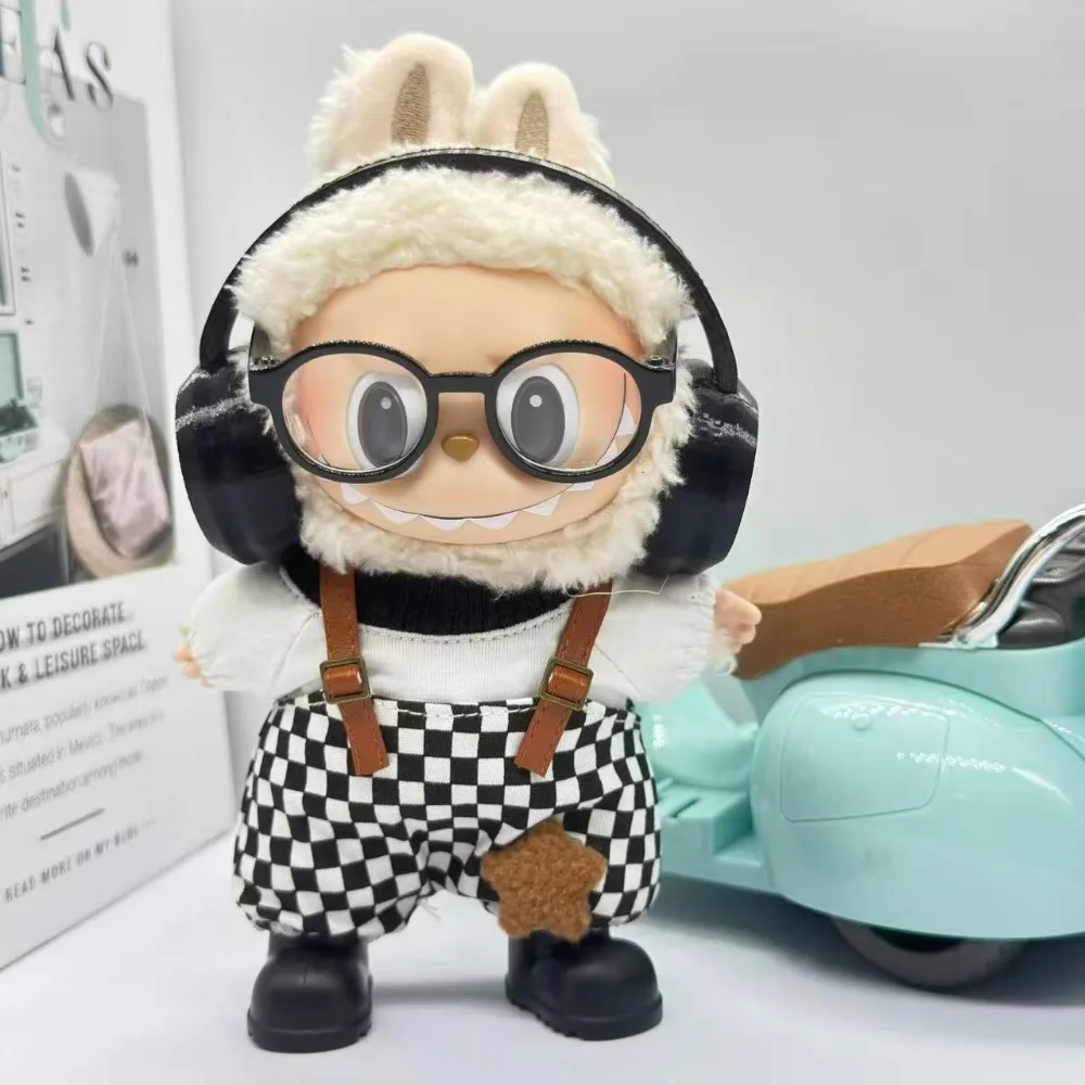 Bonito mini roupas de boneca de pelúcia para 17cm labubu muitos tipos de macacão acessórios de roupas