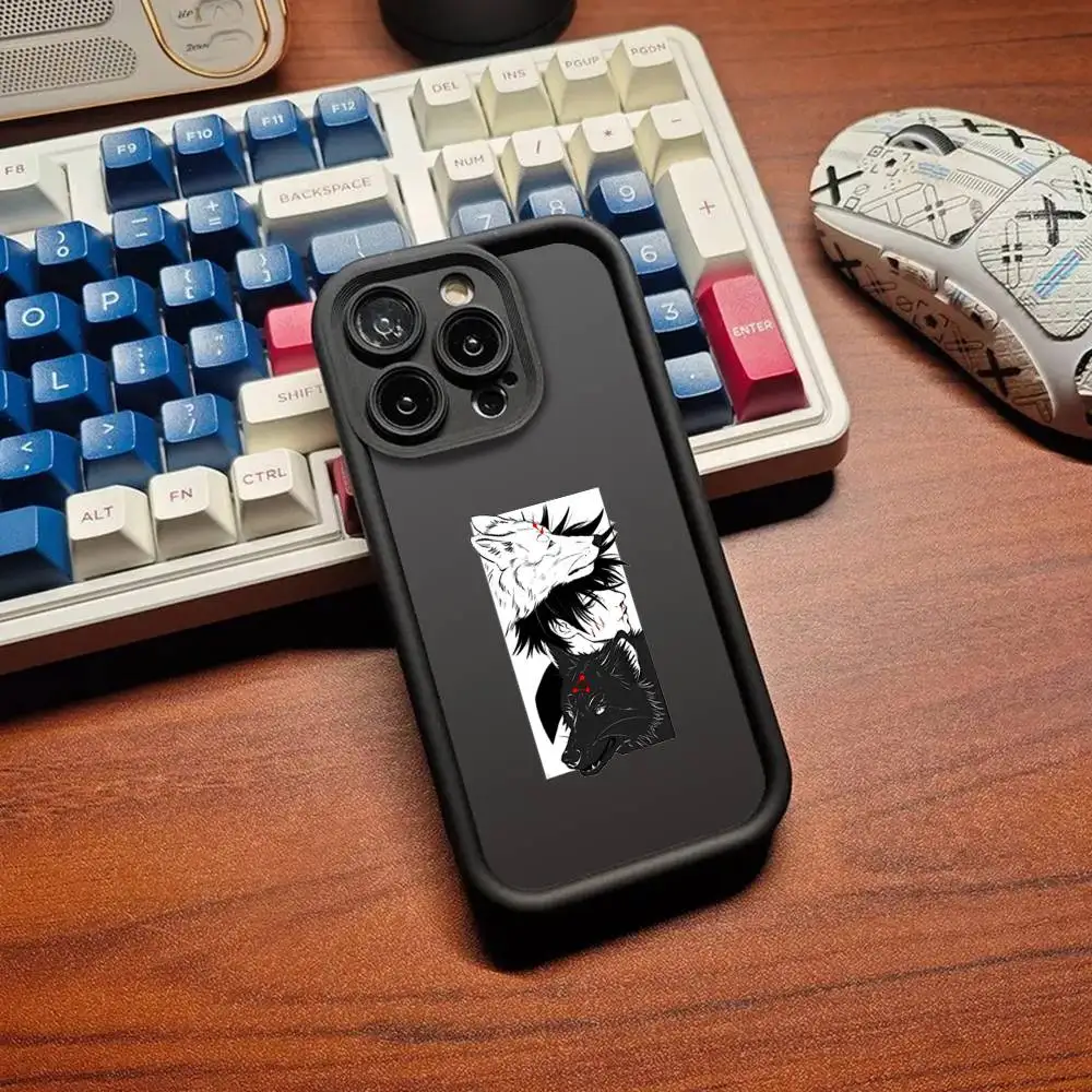 1 قطعة Jujutsu Kaisen الهزلي جراب هاتف بولي TPU لطيف العين سلم آيفون 17 16 15 14 13 الهواء برو ماكس 11 12 زائد غطاء سيليكون أسود #3