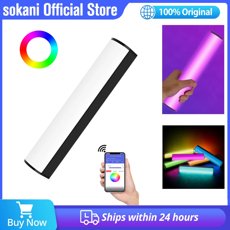 Sokani X8 RGB Video Light Tube Stick Video Soft Lighting APP Remote Control Lamp for TikTok YouTube Studio