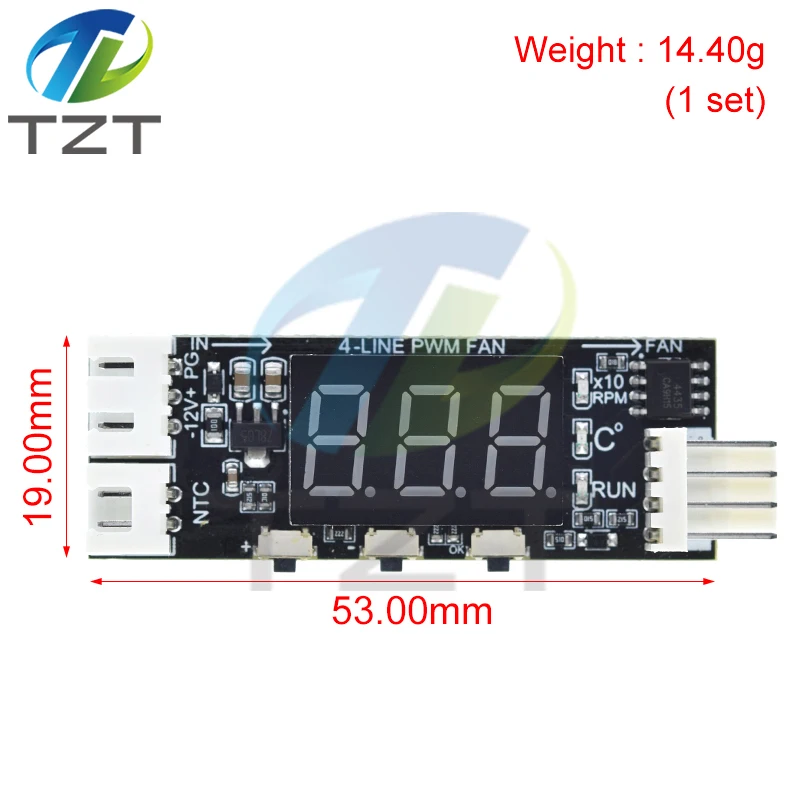 DC12V 4-Wire Min Temperature Controller Speed Governor TZT  Fan Speed Motor Controller Digital Display Module Power Supply