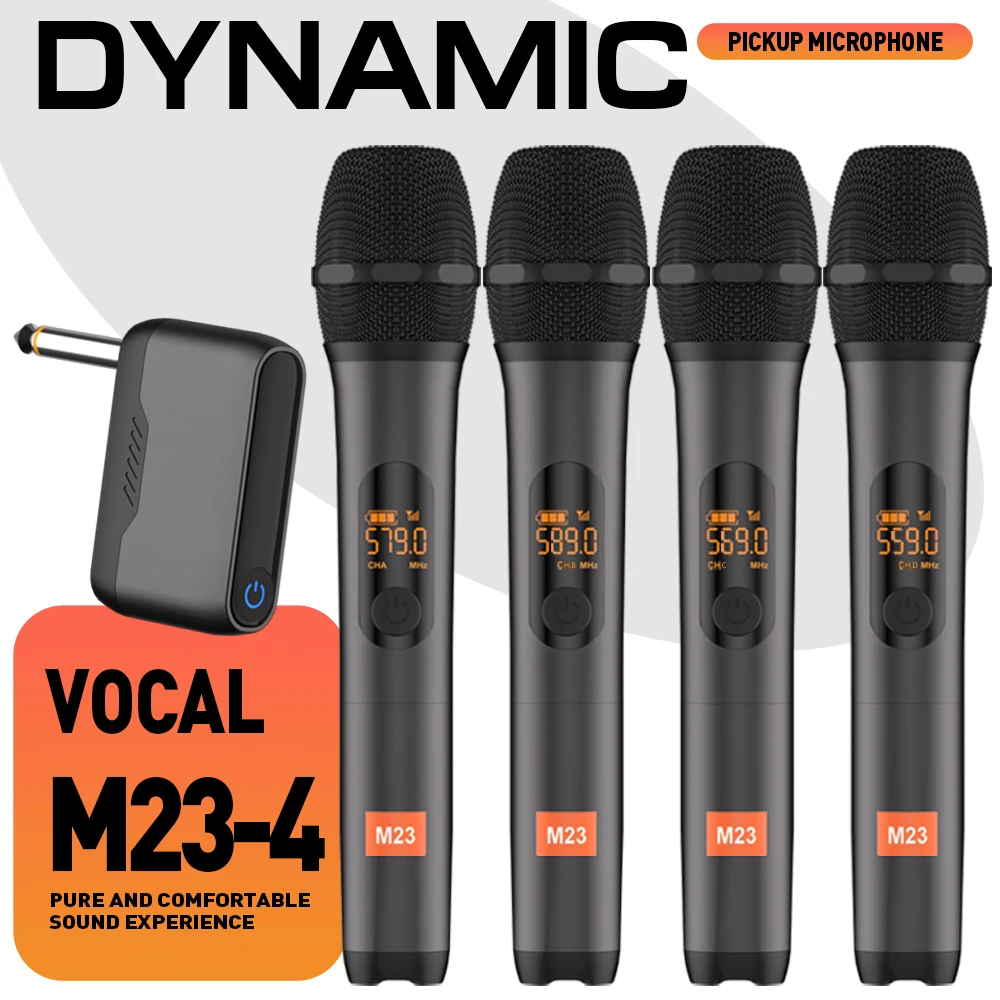

4 Channels Wireless Microphone M43 UHF Recording Universal Karaoke Mic With Lithium Battery Receiver For Party Church Speaker