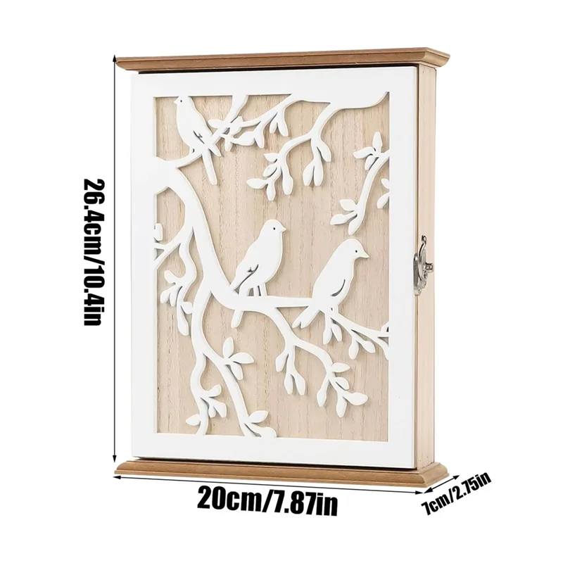 ABZV-Key Storage Lock Box For Home Office Hallway Wooden Key Ring Holder Modern Organizer Cabinet For Home Decor