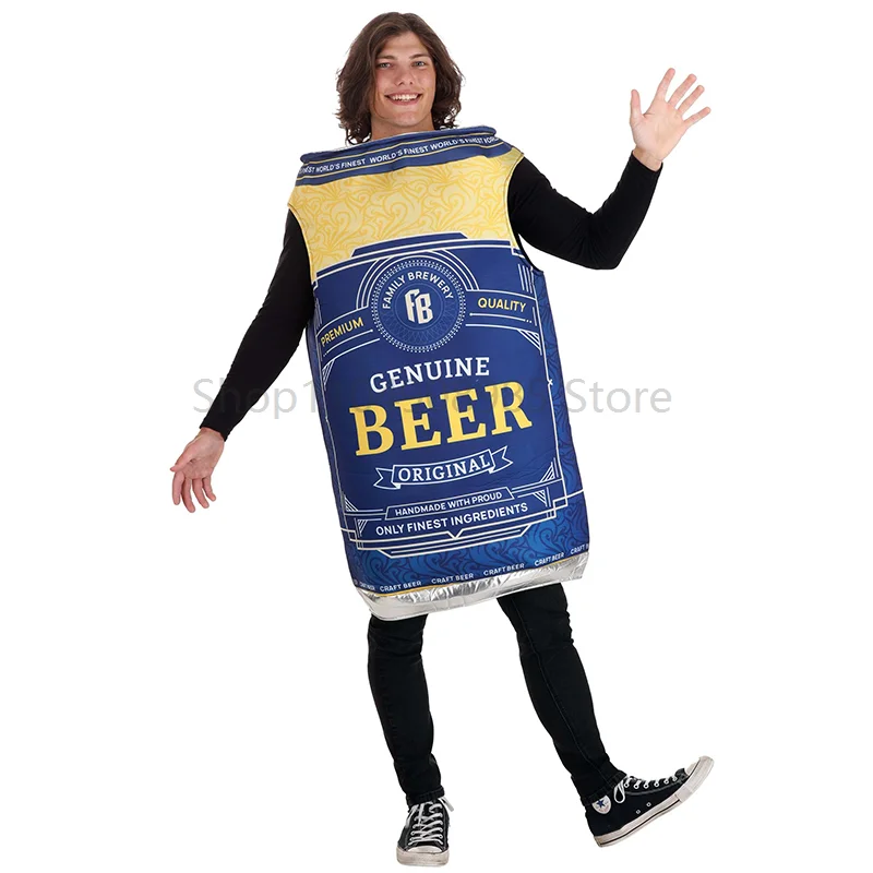 

Funny Cosplay Adult Beer Costume Unisex Bottle Beer Bottle Jumpsuits Halloween Carnival Dress Up Party Beer Festival
