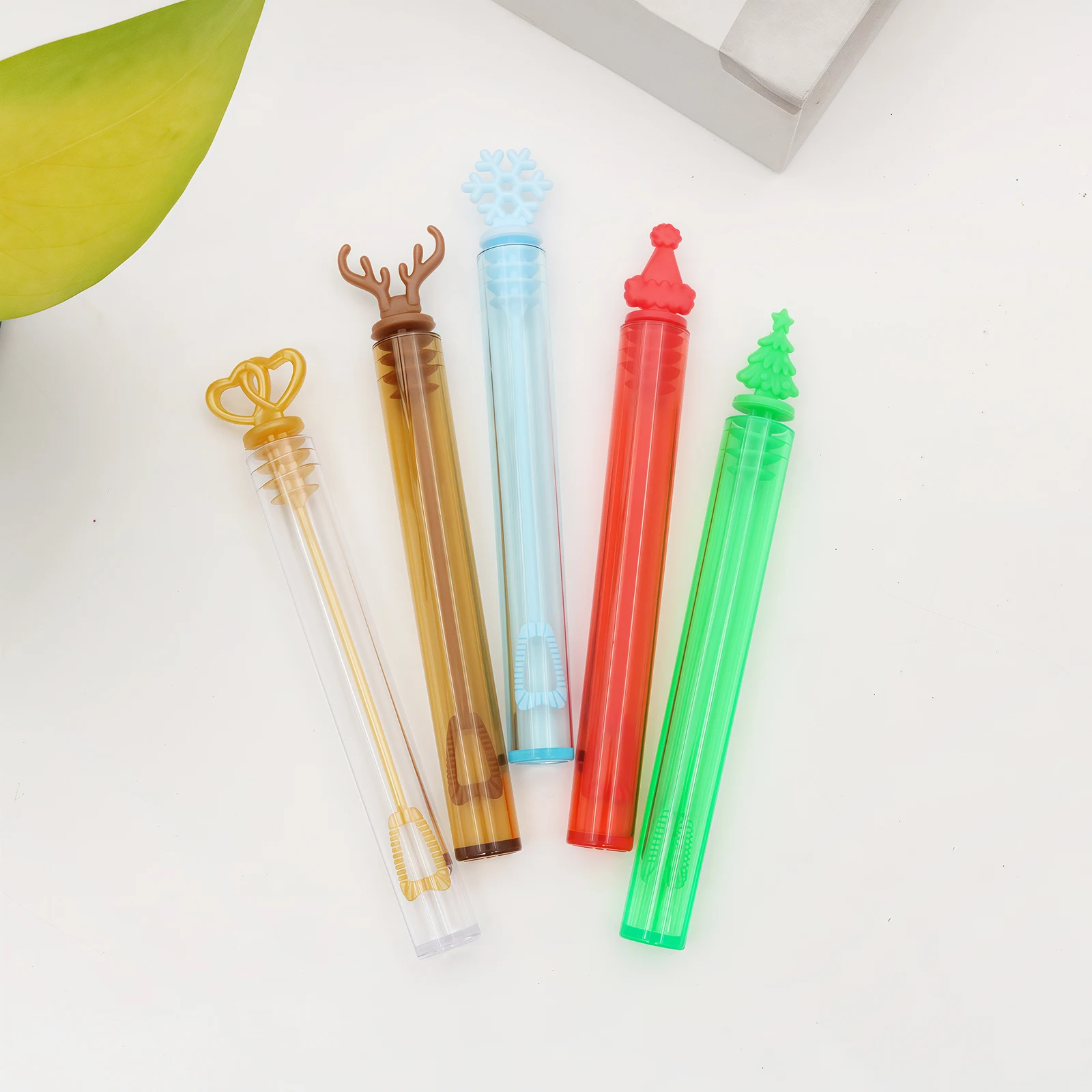 20/40피스 5가지 색상 미니 버블 스틱, 크리스마스 요소 디자인 순록/크리스마스 트리/눈송이, 크리스마스 축하 장난감