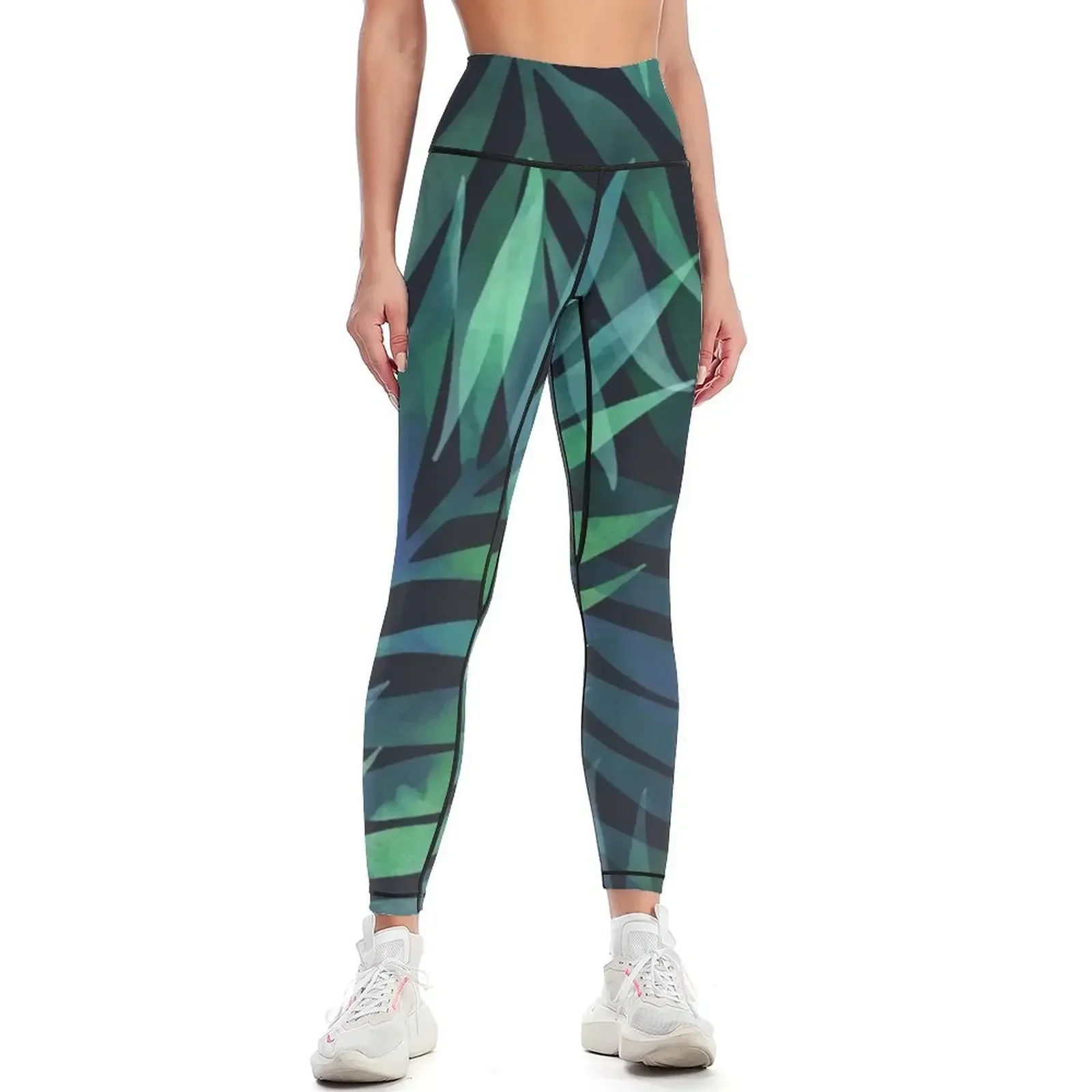 

Dark green palms leaves pattern Leggings push up fitness Jogger pants Female legging pants push up legging Womens Leggings