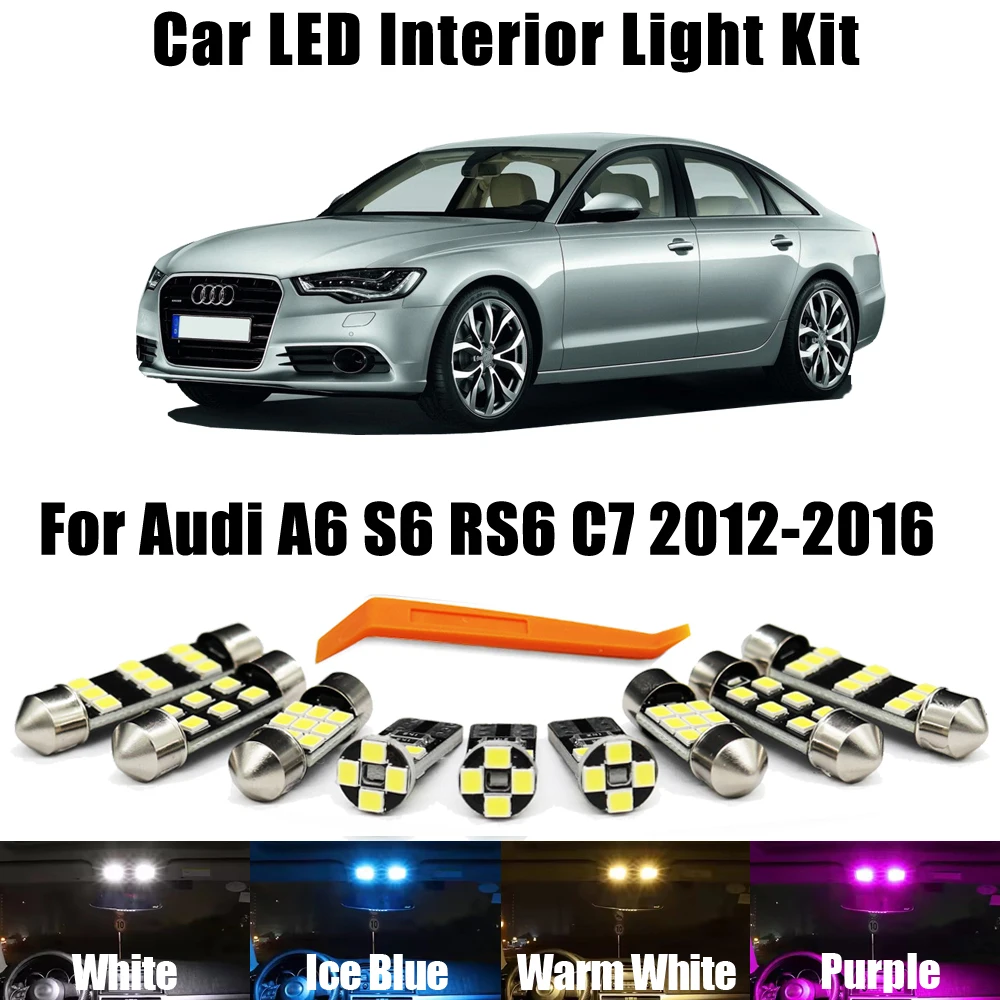 11Pcs Canbus Car LED Bulb Interior Dome Reading Trunk light Kit For Audi A6 S6 RS6 C7 Sedan Avant 2012 2013 2014 2015 2016 2017