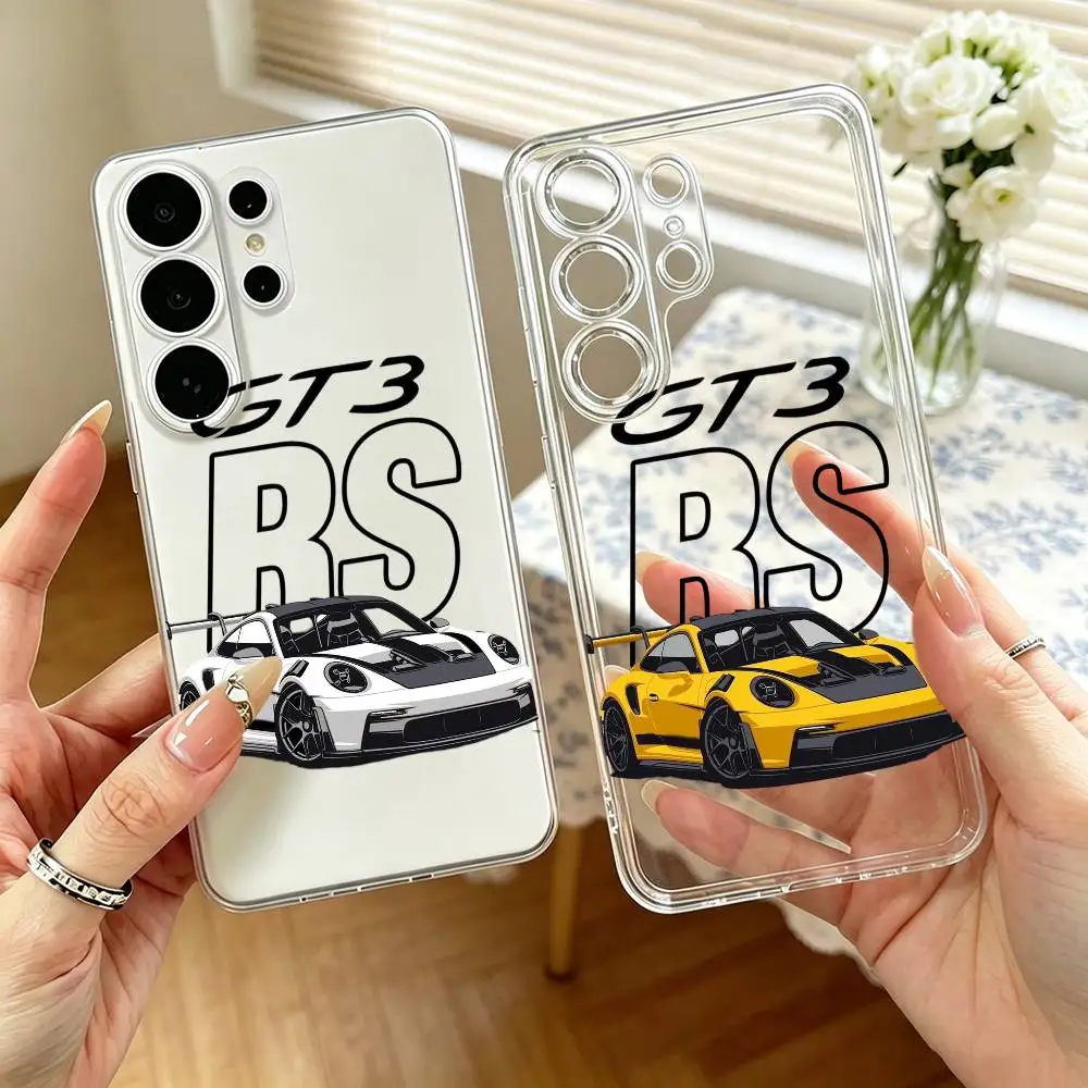 TOP GT3-RS Sport-Cars Phone Case For Samsung S25,S24,S21,S22,S23,S30,Ultra,S20,Plus,Fe,Note,10,9,5G Transparent Cover