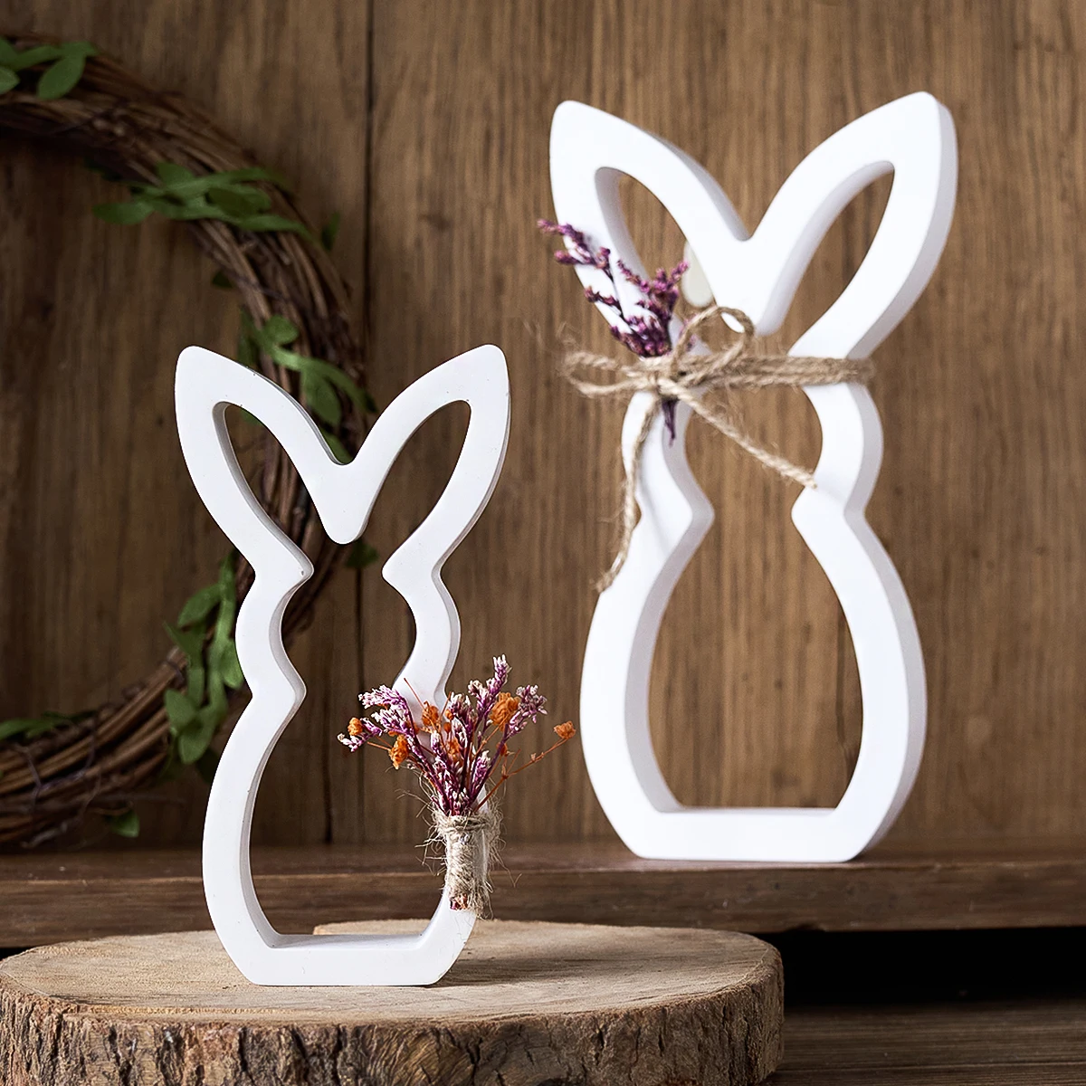 3D Rabbit Ornaments Silicone Mold Creative Cute Hollow Long Ears Bunny Plaster Cements Resin Mold DIY Easter Craft Gift Decor