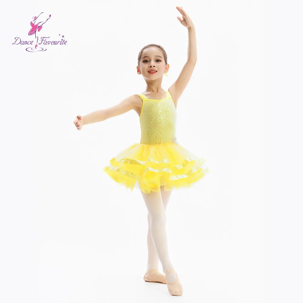 ชุดบัลเลต์เด็ก C26081 สีเหลืองประดับเลื่อม ชุดเต้นรำ ชุดแสดงบนเวที บัลเลต์ทูทู
