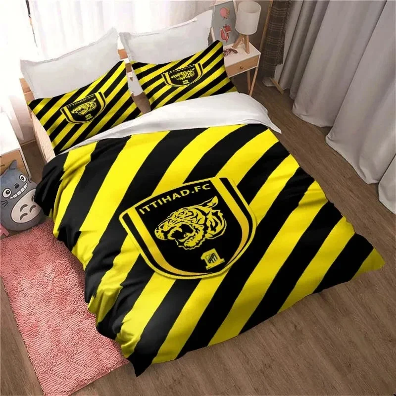 New L-Ittihad Football Club Bedding Set Boys Girls Twin Queen Size Duvet Cover Pillowcase Bed Kids Adult Fashion Bed Linen Set