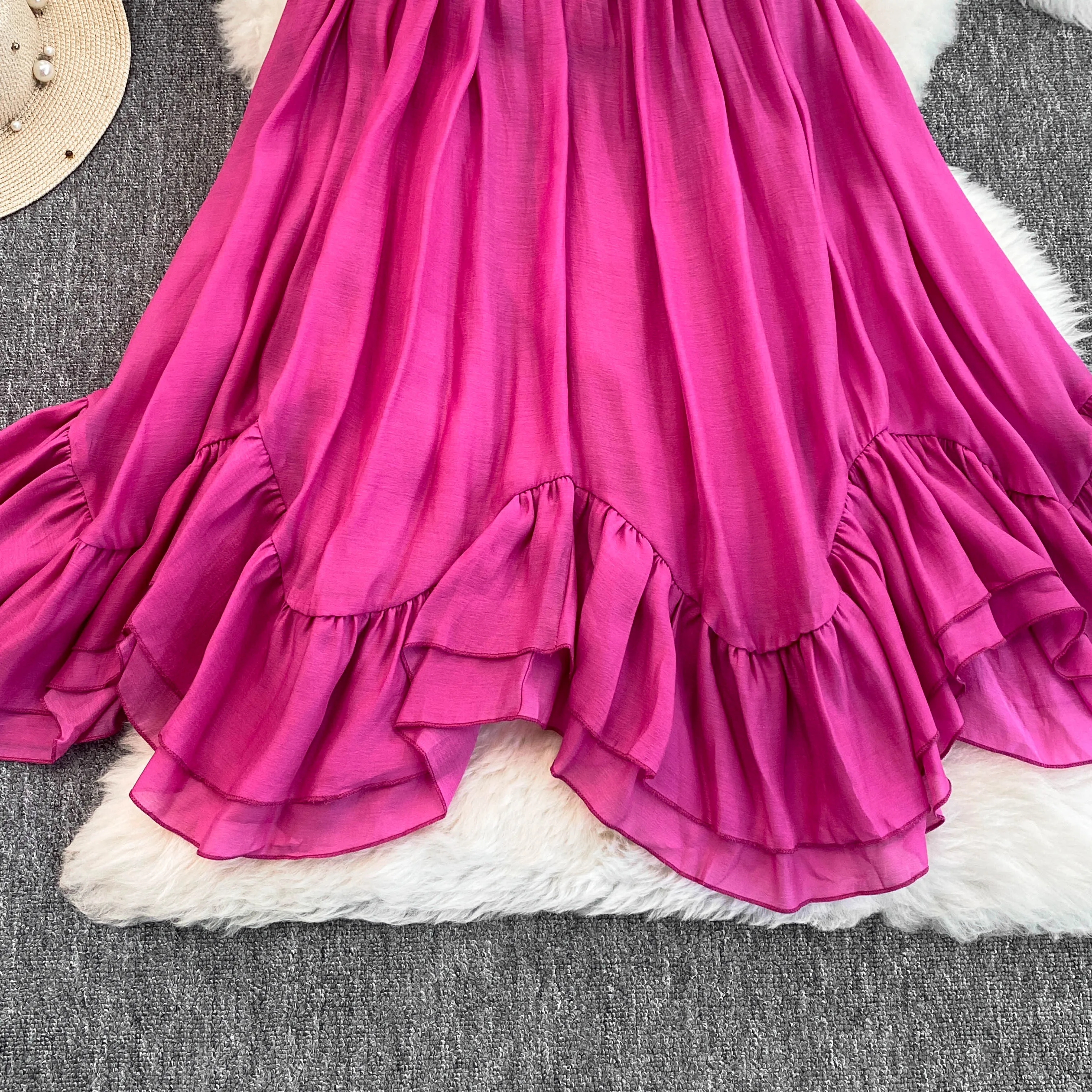 Clothland Women Sweet Pink Cami Dress Adjustable Straps Sleeveless Backless Beach Wear Female Asymmetrical Mini Dresses QE192