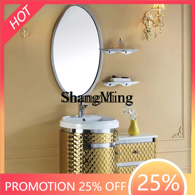 

CL steel bathroom cabinet bathroom hanging mirror cabinet hand wash face basin