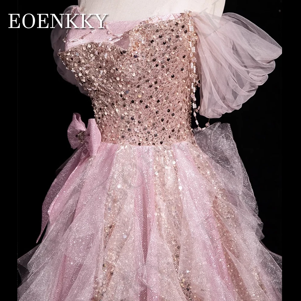 Luxury Sparkly Beading Prom Dresses 2024 Glitter Sequined Off The Shoulder A Line Wedding Guest Dress Pink vestidos de gala