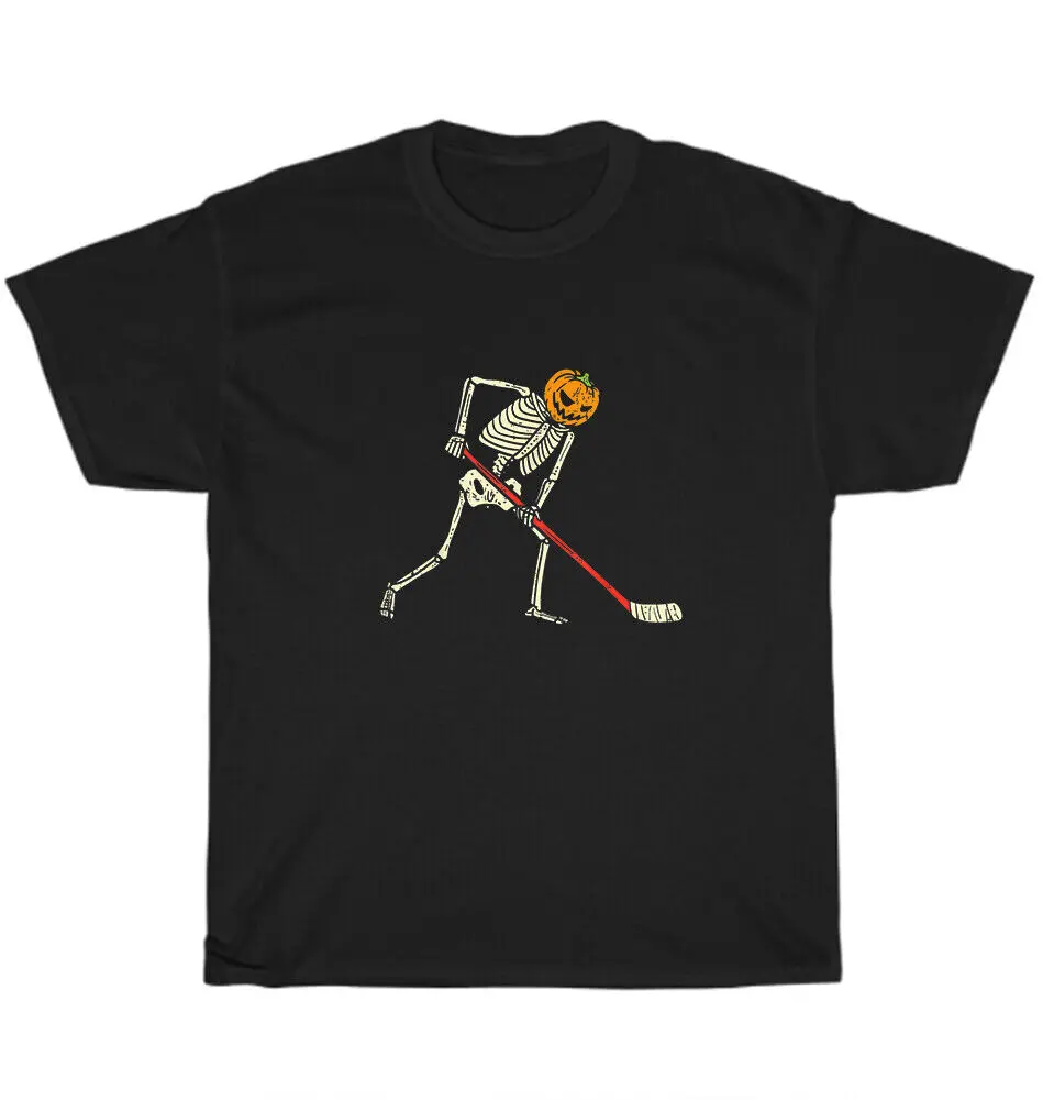 Pumpkin Skeleton Ice Hockey Funny Halloween Sports Player T-Shirt Unisex GiftUnisex Summer Cotton Luxury Brand Super SizeAnime G