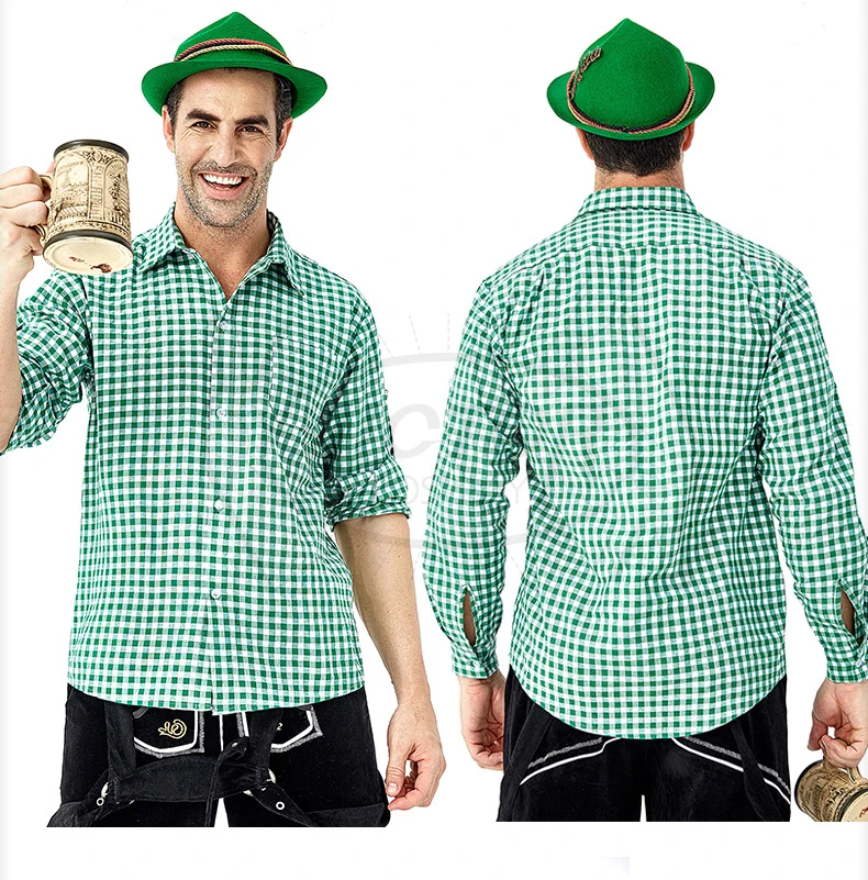 Oktoberfest Uniforme com Suspensórios e Chapéu para Homens, Festa Cosplay, Conjunto de Trajes de Fazendeiro, Festa Masculina