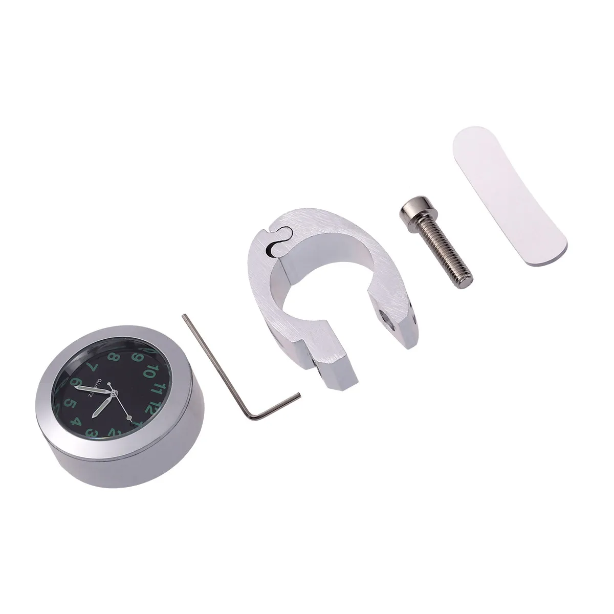 

Mini Waterproof Silver Motorcycle Handlebar Clock Premium Aluminum Durable Mount Digital Clock for Cruiser Chopper Custom