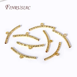 2mm*25mm 18K Gold Plated Corrugated Curved Long Tube Beads Connectors Bails For DIY Necklace Bracelet Findings Material