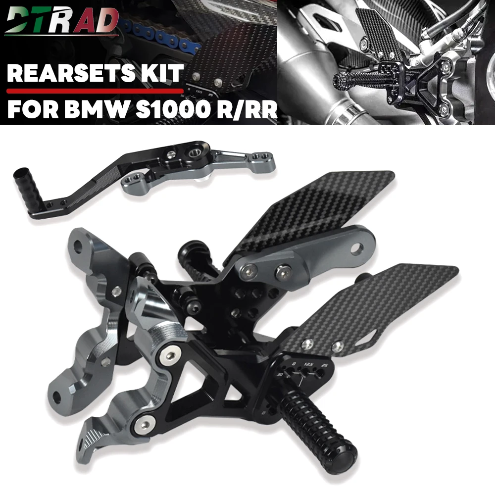 

Adjustable Rearsets Kit For BMW S1000RR 2019-2025 S1000R M1000RR 2021-2024 Foot Rests Pegs Pedals With Carbon Fiber Heel Guards