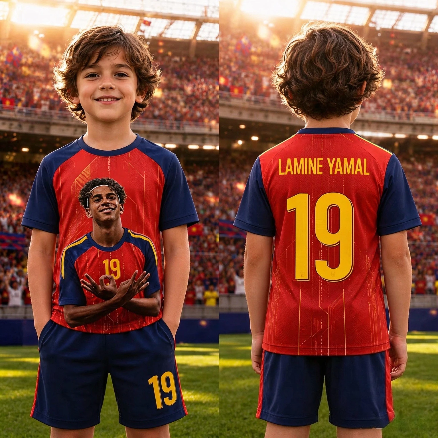 Lamine Yamal No.19 Football Jersey 2026/27 Fan Collection Soccer Shirt Kids Boys Girls Adult Breathable Casual Sportswear