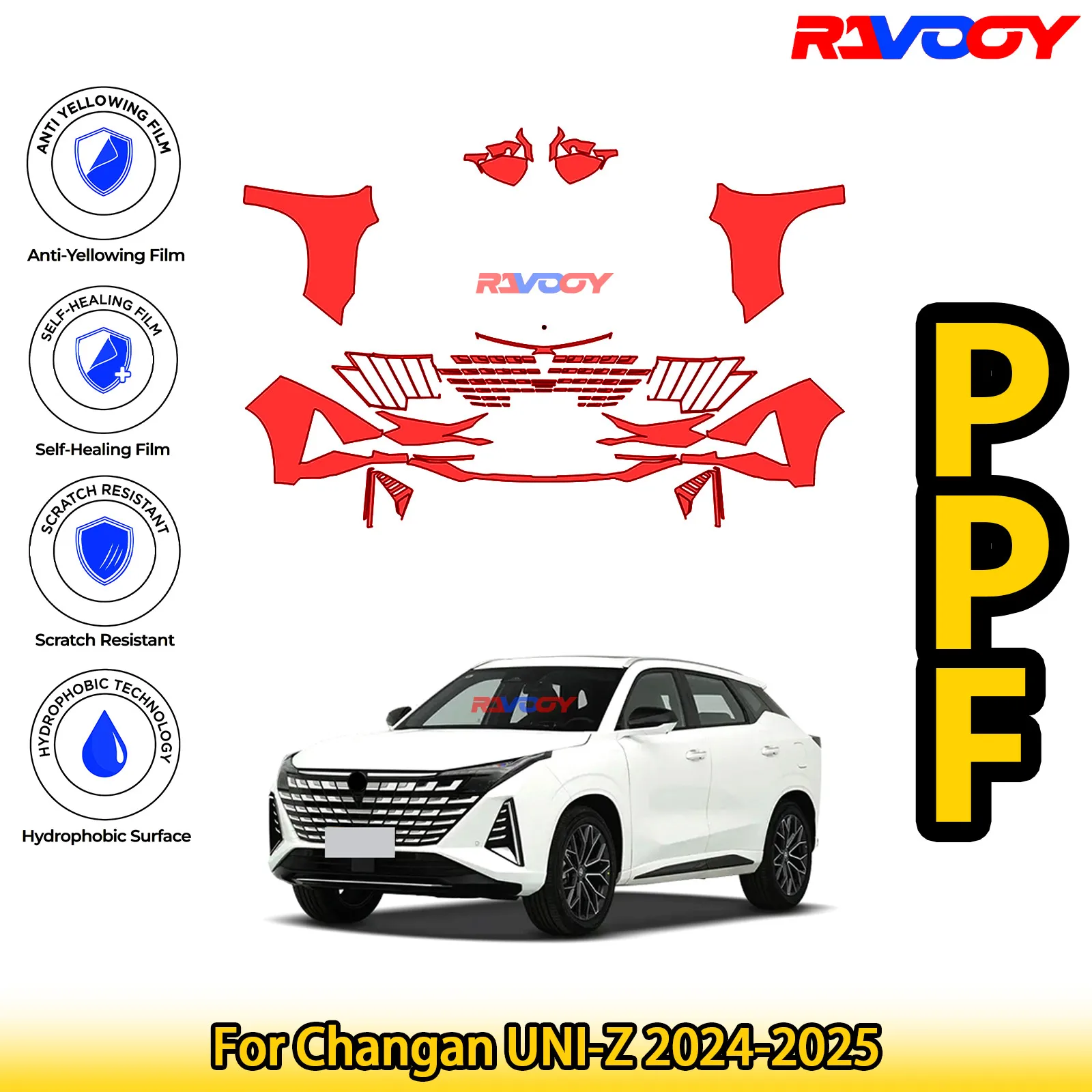 

For Changan UNI-Z 2024-2025 Glossy Matte Black Precut front PPF Kit Paint Protection Film