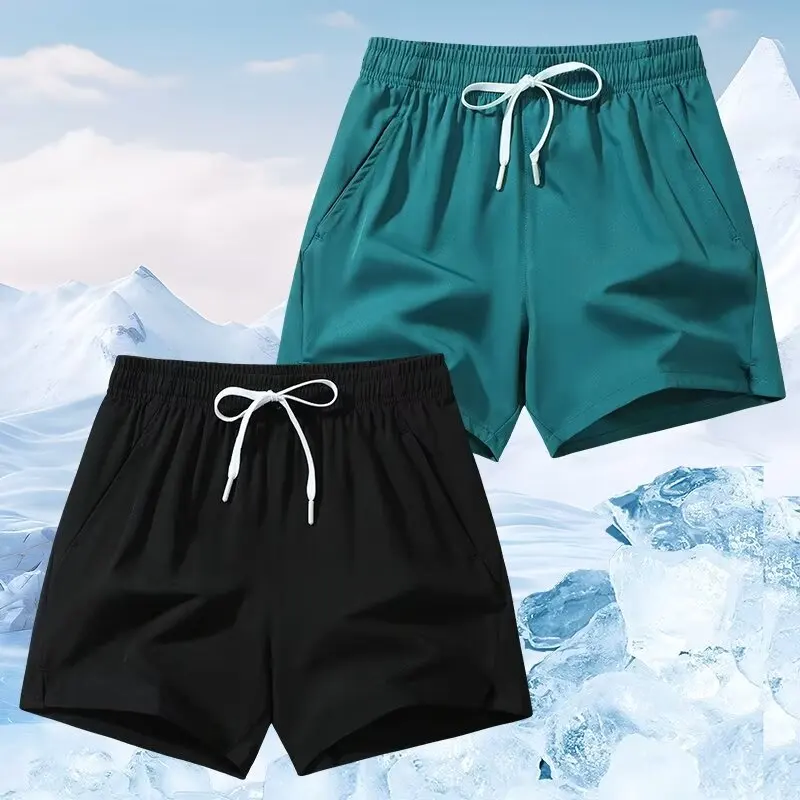 Ice Silk Sports Shorts Women's Casual Elastic Beach Fitness Training Quick Dry Three-quarter Length Commute Style Korean Version