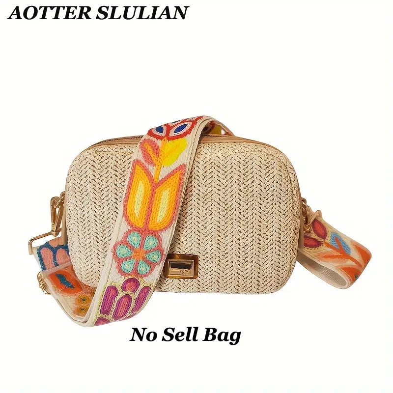 Multicolor Handbag Crossbody Bag Replacement Straps Knit Crochet Flower Women Adjustable Bag Strap Shoulder Strap For Handbag