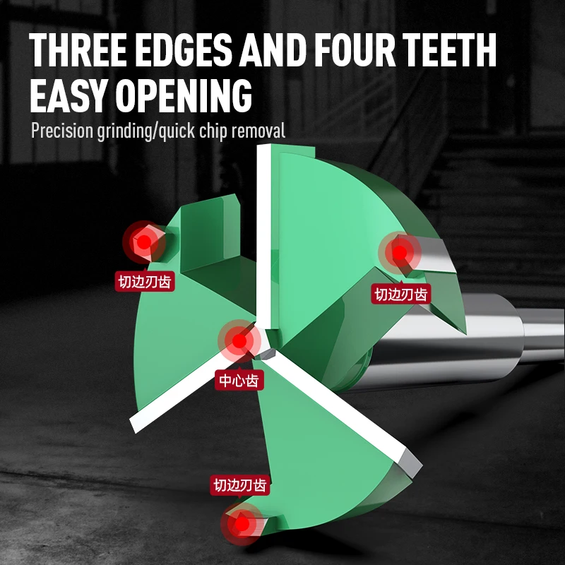 HUHAO 10 มม.รอบ Shank 3 ใบมีด Forstner เจาะ Bit Hole Saw Center Router บิตคาร์ไบด์เครื่องตัดไม้ไม้เครื่องมือ