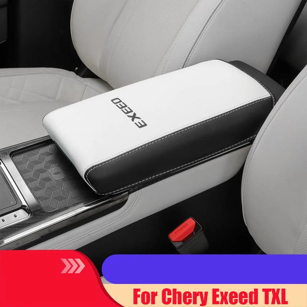 

Leather white Garnish For Chery Exeed VX 2021 2022 Car Center Control Armrest Box Microfiber Leather Trim Cover Accessories