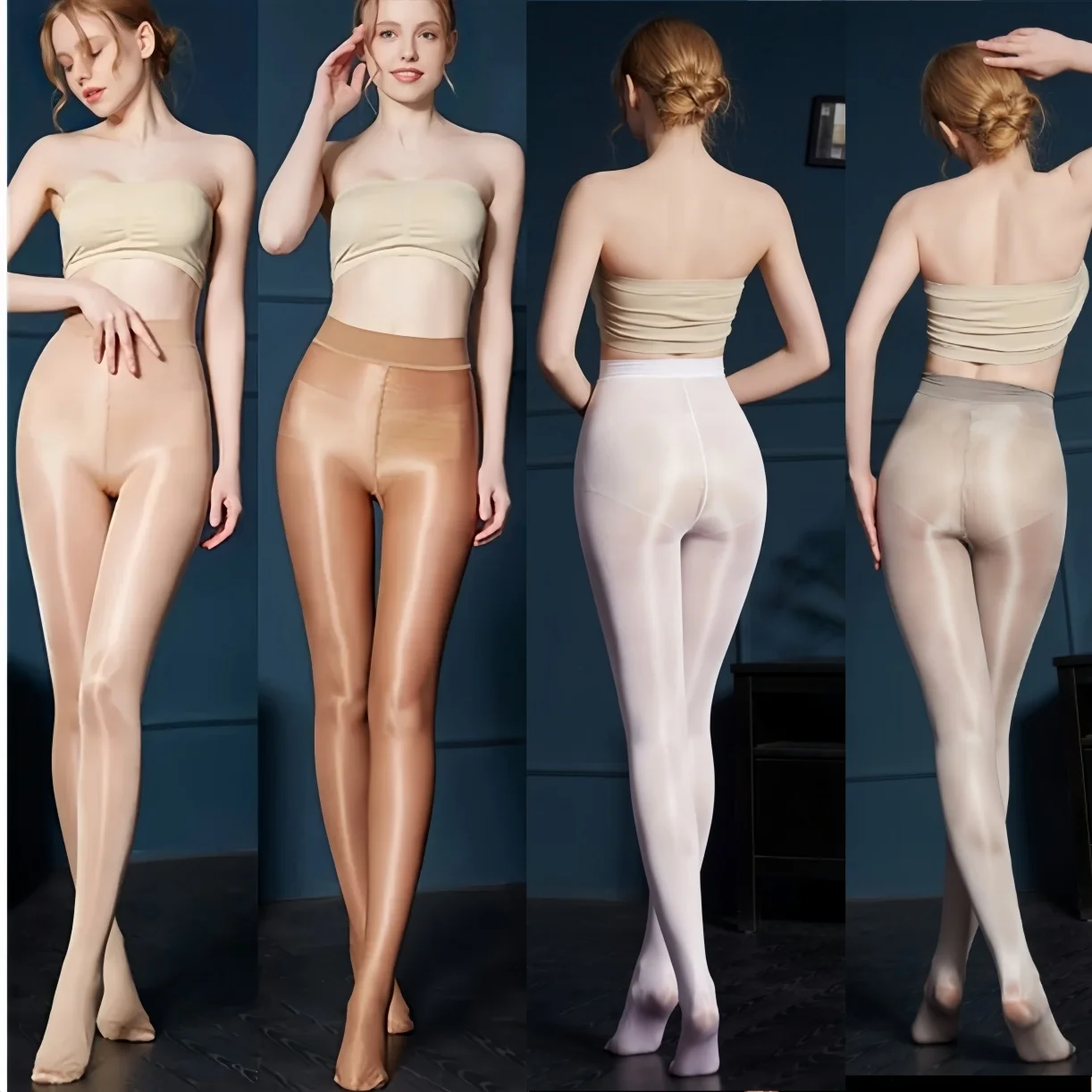 FREEAUCE Oversized Womens 70D Shining Glossy Reflective Silk Pantyhose Plus Size Nightclub Party Performance Stockings Tights XL