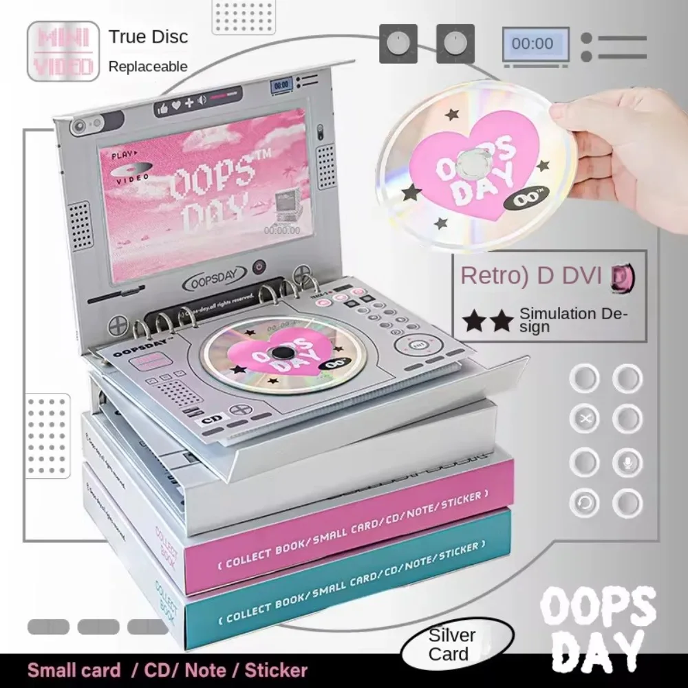 

3inch Retro DVD Card Album CD/DVD Case Y2K Style CD Photocard Display Holder Creative Panda Pattern Photo Card Collection Book