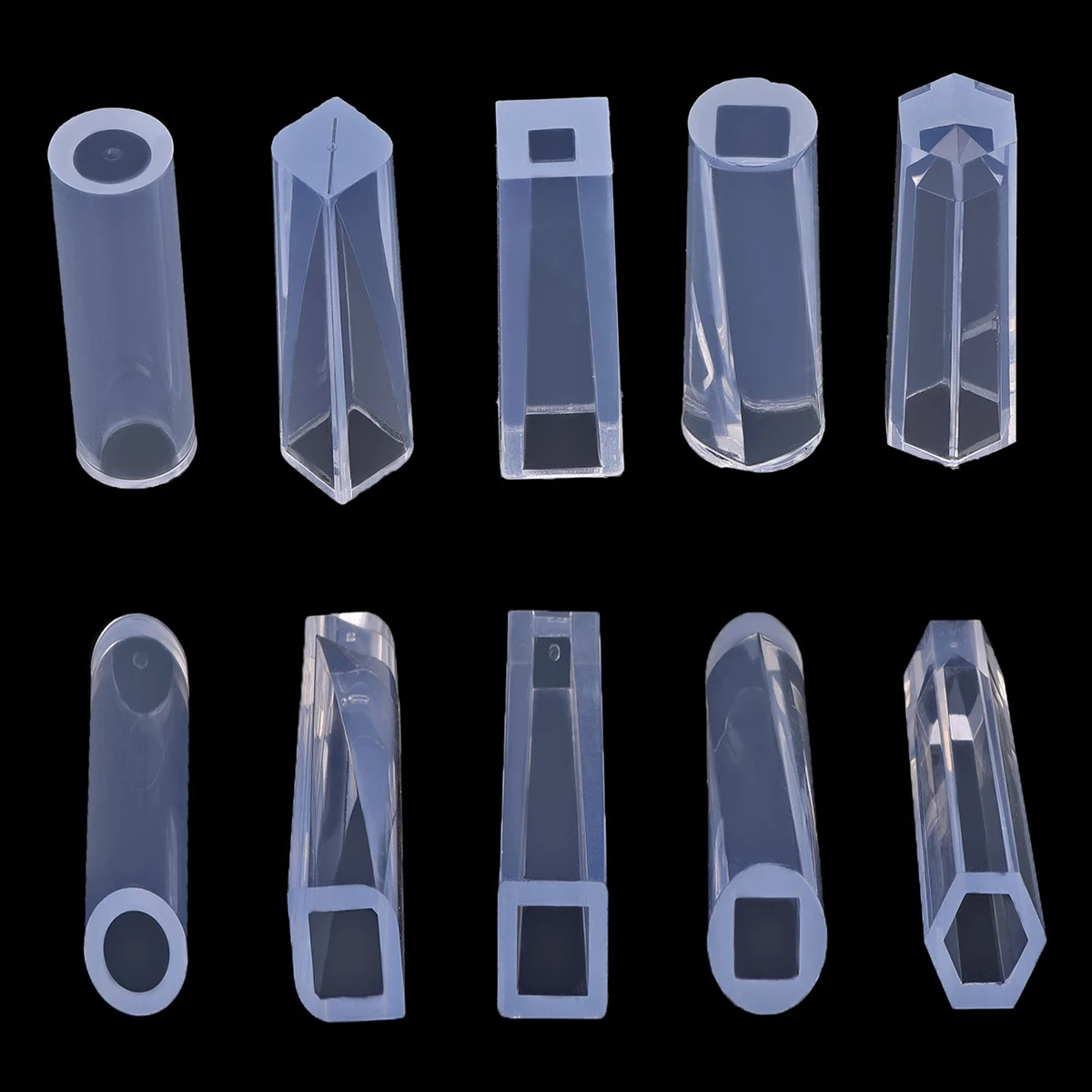 

10 шт., набор силиконовых форм для подвесок, прозрачные прочные формы для рукоделия из смолы, круглые квадратные треугольные инструменты для изготовления ювелирных изделий, силиконовая форма