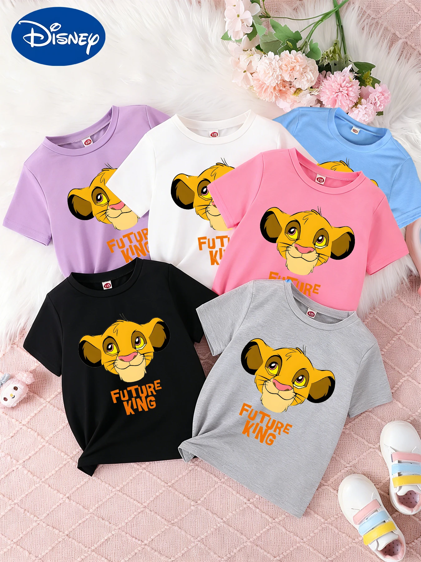 

Детская одежда для мальчиков и девочек, футболка с принтом «Король Лев Симба», вдохновляющая и забавная футболка с мягким верхом.